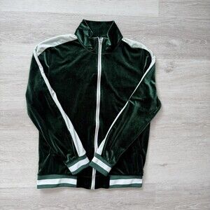 RARE N4E1 "Not For Everyone" Green Retro Velour Track Jacket Men's Size Large